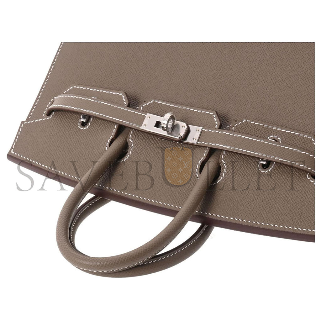 H**mes birkin 25 epsom leather elephant gray silver buckle luxury bag 1024192050 (25*20*13cm)